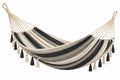 Amaca 200 x 100 cm in cotone nero e beige con frange stile bohémien - CORMELVIA