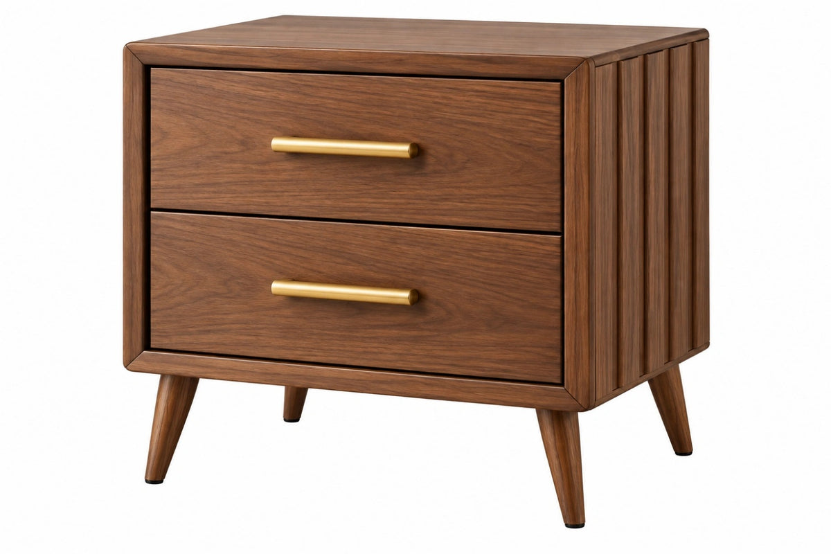 Comodino 60 x 40 x 60 cm in legno marrone con 2 cassetti - stile moderno - CORMELVIA
