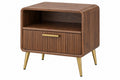 Comodino 60 x 45 x 65 cm in legno noce con cassetto e gambe dorate stile moderno - CORMELVIA