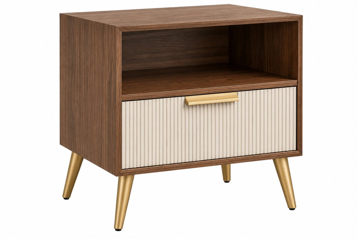 Comodino 50 x 40 x 60 cm in legno marrone con cassetto stile moderno - CORMELVIA