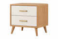 Comodino 50 x 40 x 60 cm in legno naturale e bianco con 2 cassetti stile retrò - CORMELVIA