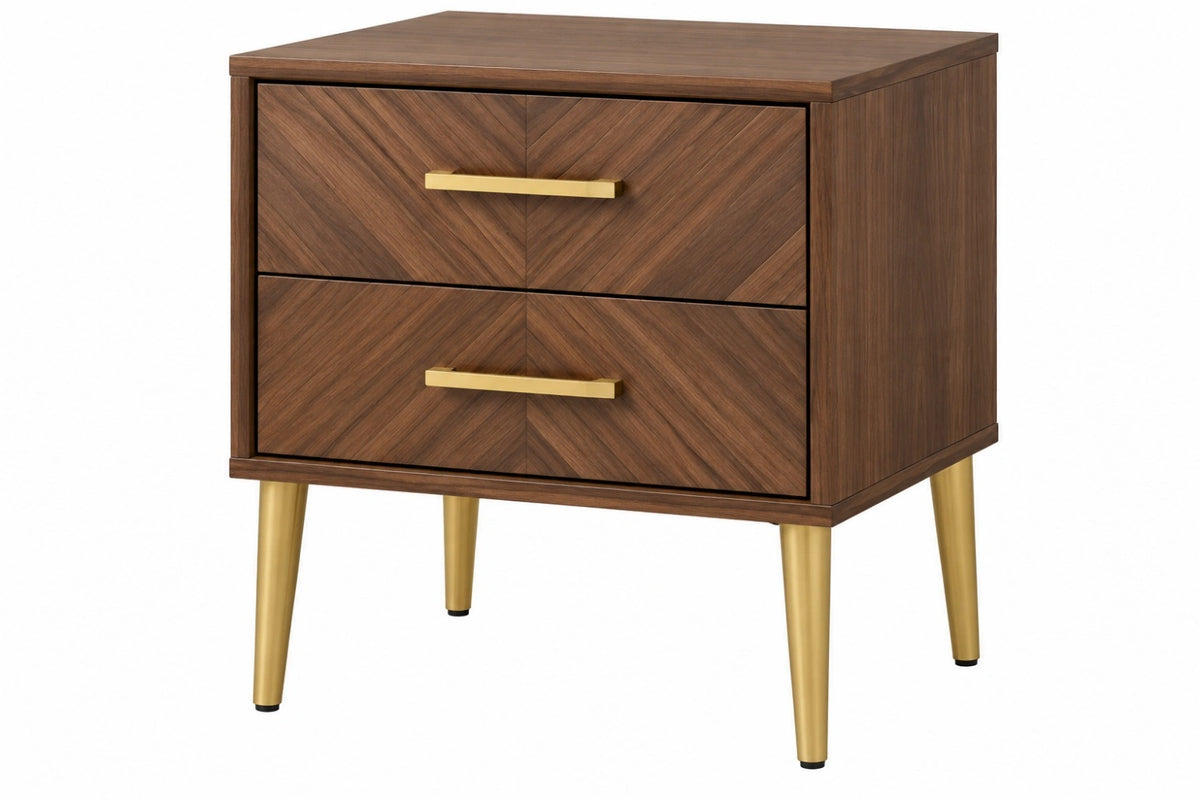 Comodino 60 x 45 x 65 cm in legno noce con 2 cassetti stile moderno - CORMELVIA