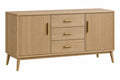 Credenza 160 x 45 x 85 cm in legno marrone con 3 cassetti e 2 ante scanalate - CORMELVIA