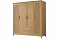 Armadio guardaroba 180 x 55 x 200 cm in legno naturale e rattan - 4 ante 2 cassetti stile boho - CORMELVIA