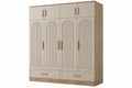 Armadio 160 x 55 x 200 cm in legno composito beige e rovere con 6 ante 2 cassetti stile moderno - CORMELVIA