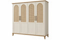 Armadio 200 x 55 x 200 cm in legno beige e naturale a 4 ante stile boho - CORMELVIA