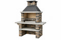 Barbecue da giardino 130 x 75 x 220 cm in pietra e acciaio nero con griglia - CORMELVIA