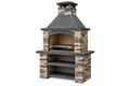 Barbecue da giardino 120 x 70 x 210 cm in pietra grigio beige con griglia stile rustico - CORMELVIA