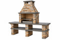 Barbecue da giardino 200 x 70 x 230 cm in pietra beige grigio con griglia in acciaio stile rustico - CORMELVIA
