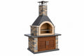 Barbecue da giardino 120 x 70 x 230 cm in pietra grigio beige con camino e mobile - CORMELVIA