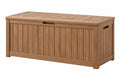 Cassapanca contenitore da esterno 120 x 60 x 60 cm in legno marrone - design a doghe con coperchio - CORMELVIA
