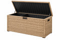 Baule da esterno 120 x 60 x 63 cm in rattan sintetico beige con coperchio sollevabile - CORMELVIA