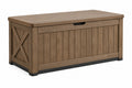Cassapanca da giardino 150 x 70 x 73 cm in resina marrone effetto legno con vano contenitore stile rustico - CORMELVIA