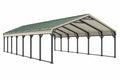 Tettoia per auto 600 x 600 x 320 cm in acciaio grigio antracite e verde con tetto a due falde - CORMELVIA