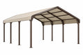 Tettoia per auto 600 x 300 x 270 cm in acciaio marrone con copertura ondulata per esterni - CORMELVIA