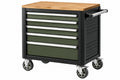 Carrello portautensili 80 x 50 x 95 cm in acciaio nero e legno con 5 cassetti su ruote - CORMELVIA