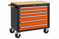 Carrello portautensili 78 x 46 x 98 cm in acciaio nero e arancione con 7 cassetti e ruote - CORMELVIA