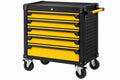 Carrello portautensili 77 x 46 x 97 cm in acciaio nero/giallo con 7 cassetti e ruote - CORMELVIA