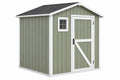 Casetta da giardino 191 x 122 x 201 cm in resina verde salvia e bianco con porta e finestra - CORMELVIA