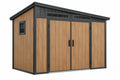 Casetta da giardino 300 x 220 x 230 cm effetto legno naturale e nero con doppia porta - CORMELVIA