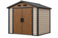 Casetta da giardino 240 x 180 x 220 cm in resina e metallo beige marrone con doppia porta ventilata - CORMELVIA