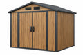 Casetta da giardino 200 x 150 x 180 cm in metallo effetto legno marrone con doppia porta - CORMELVIA
