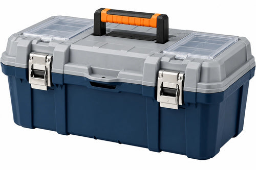 Cassetta portautensili 50 cm in plastica blu e grigia con organizer e maniglia - CORMELVIA