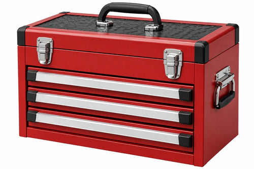 Cassetta portautensili 60 x 30 x 40 cm in metallo rosso con 4 cassetti e maniglie - CORMELVIA