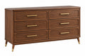 Cassettiera 160 x 45 x 85 cm in legno marrone con sei cassetti stile moderno - CORMELVIA
