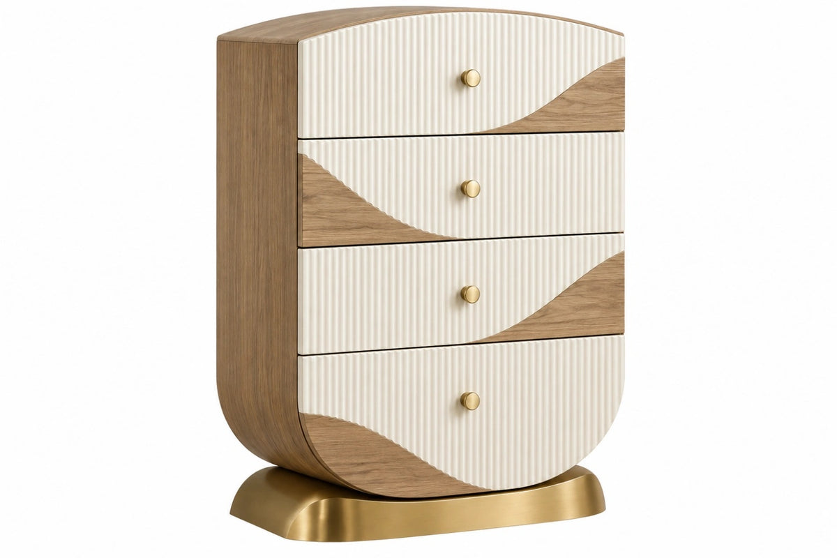 Cassettiera 80 x 45 x 110 cm in legno marrone e bianco con 4 cassetti stile moderno - CORMELVIA