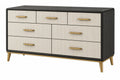 Cassettiera 160 x 45 x 90 cm in legno nero e bianco con 7 cassetti stile moderno - CORMELVIA