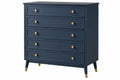 Cassettiera 120 x 45 x 110 cm in legno blu navy con 5 cassetti stile moderno - CORMELVIA